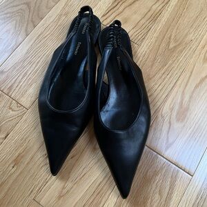 Proenza Schouler Black Leather Slingback Flats